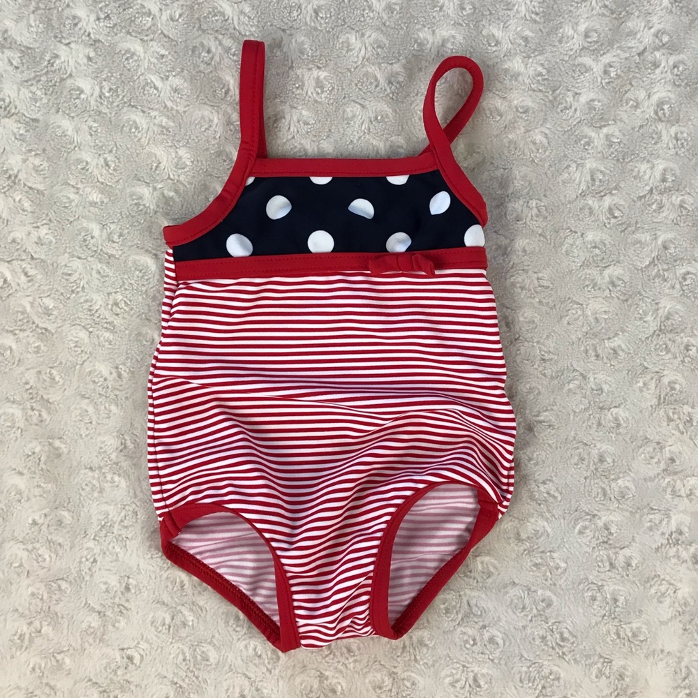 Carter’s One Piece Swimsuit Red White Blue Stripes